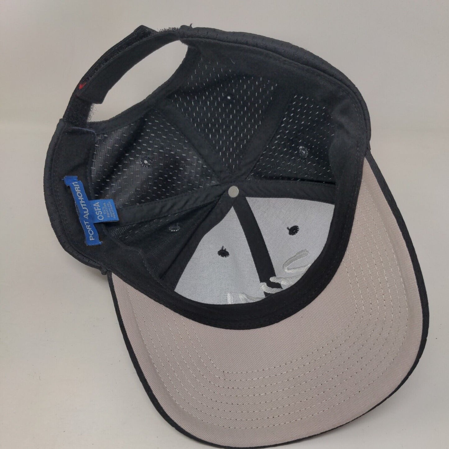 WV Strapback Hat Black OSFA Adjustable Embroidered Vented Holes Port Authority