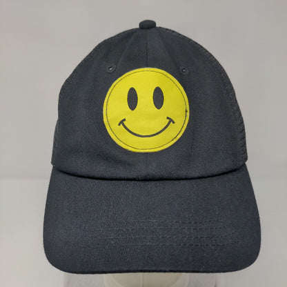 Smiley Face Snapback Mesh Back Trucker Hat Black One Size Adjustable
