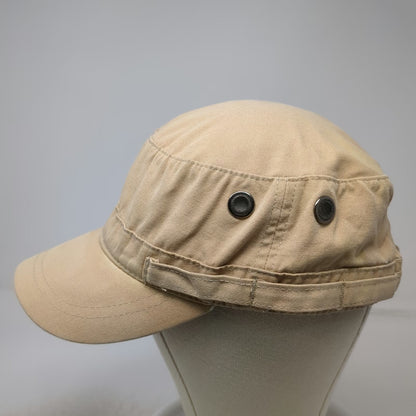 DPC Army Cap Beige One Size Cotton Hat Metal Eyelets Strapback Solid Blank