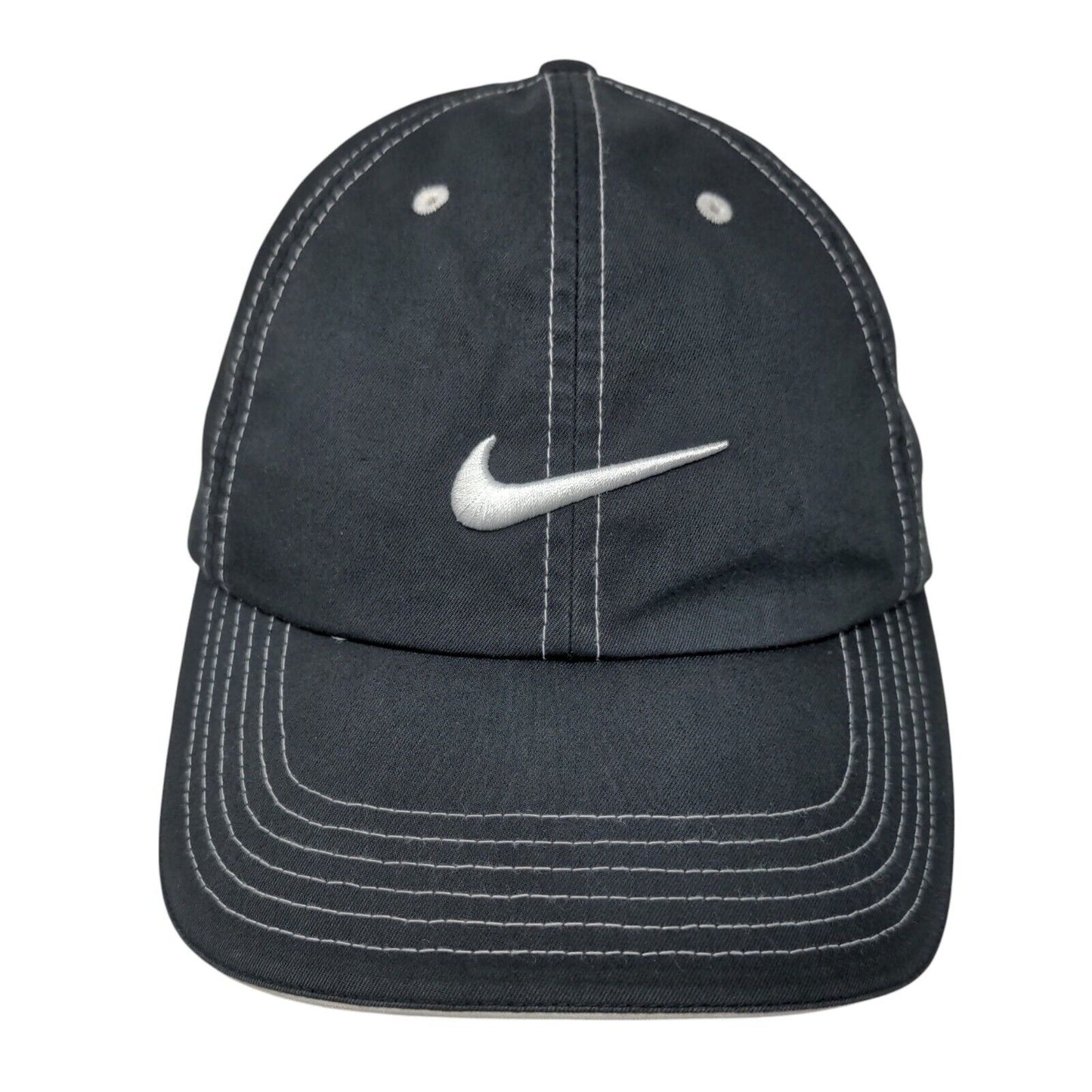 Nike Strapback Golf Hat Black One Size Adjustable Embroidered Swoosh 6 Panel