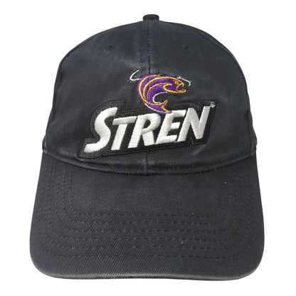 Stren Strapback Baseball Cap Black One Size Adjustable Embroidered 6 Panel
