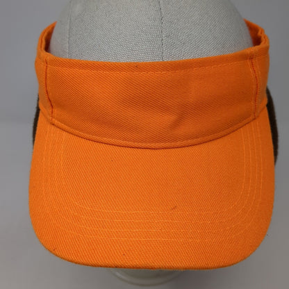 Unbranded Sun Visor Hat Orange One Size Adjustable Strap Lightweight Ear Flaps