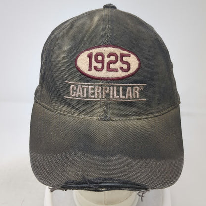 Caterpillar Baseball Cap Black Beige Red One Size Distressed Brim Strapback Hat