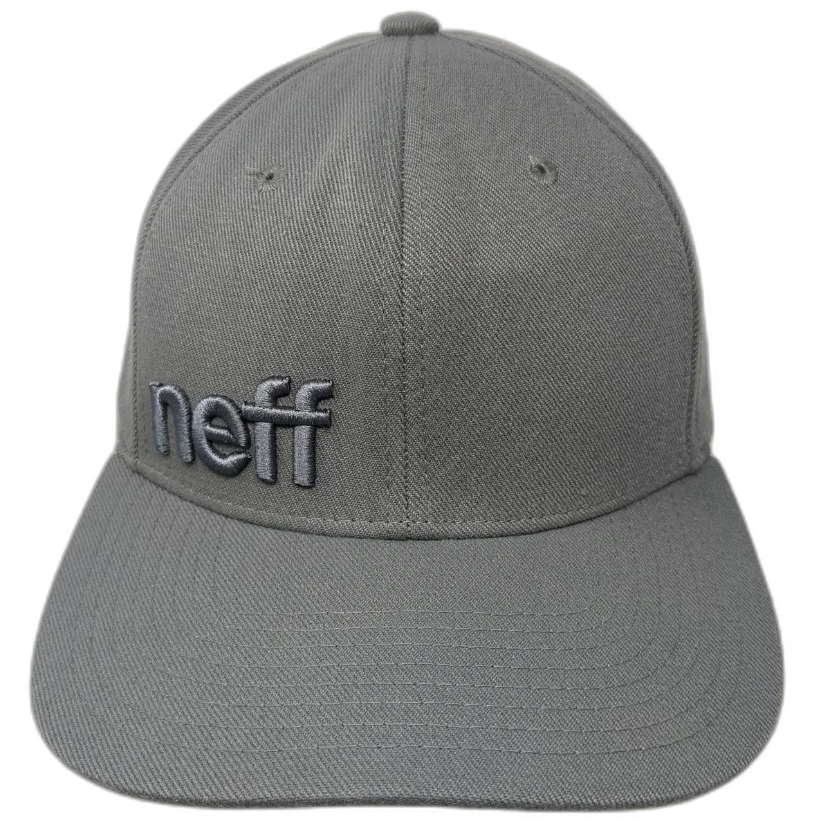 Neff Baseball Cap Gray M Fitted Stretch Fit Embroidered Logo 6 Panel Curved Hat