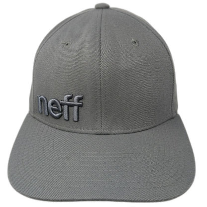Neff Baseball Cap Gray M Fitted Stretch Fit Embroidered Logo 6 Panel Curved Hat