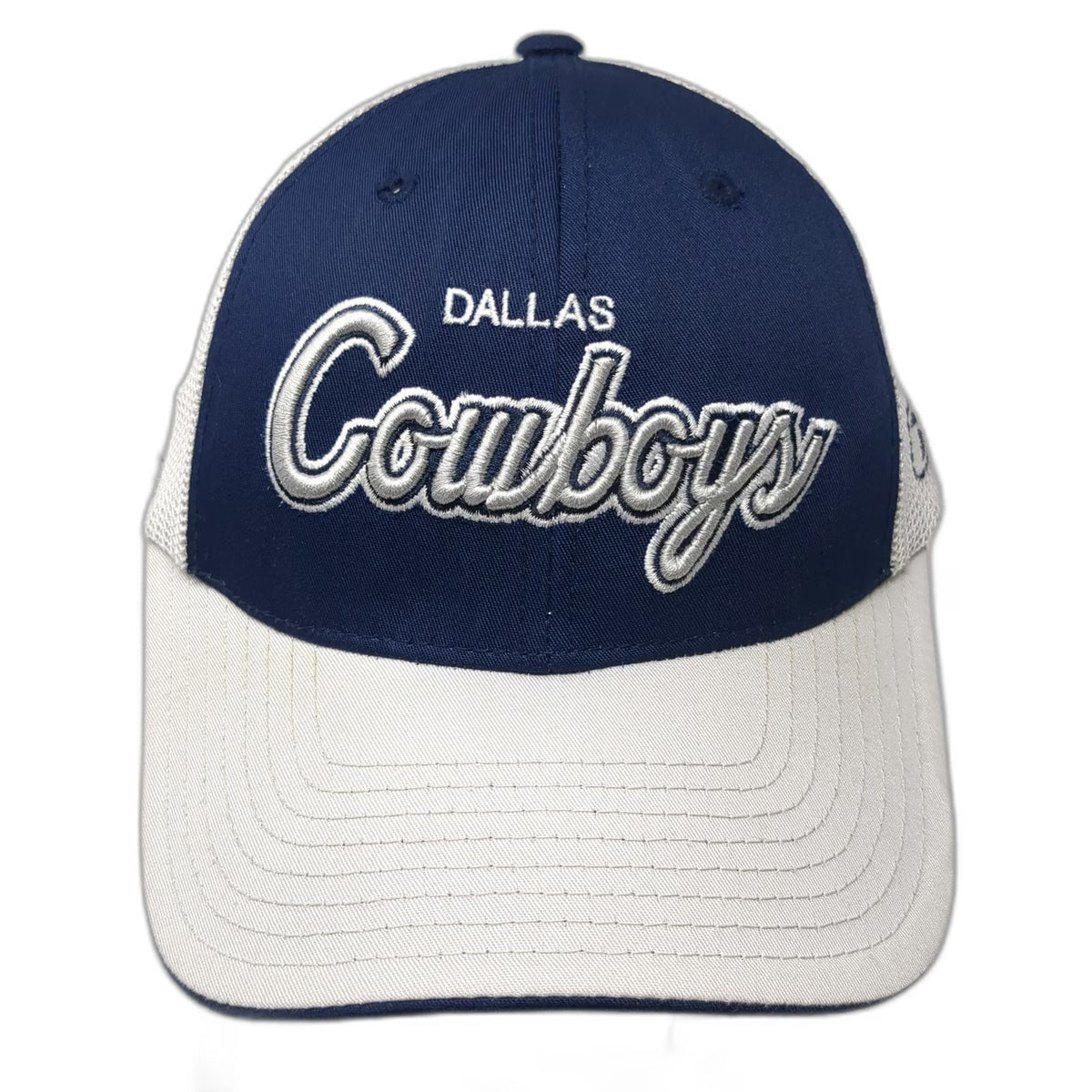 Reebok Dallas Cowboys NFL Trucker Hat Blue White One Size Mesh Snapback Script