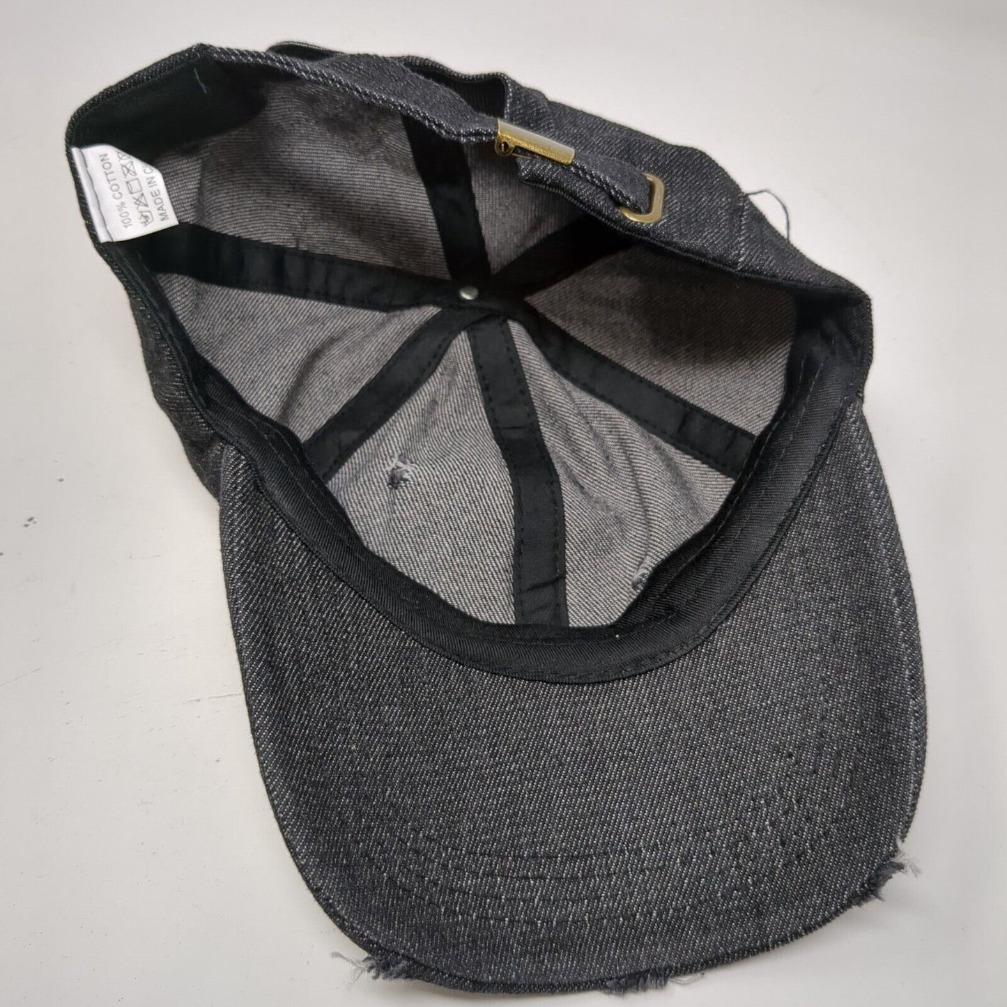 Unbranded Slideback Hat Black OSFA Adjustable Distressed 6 Panel Blank Cotton