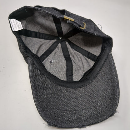 Unbranded Slideback Hat Black OSFA Adjustable Distressed 6 Panel Blank Cotton