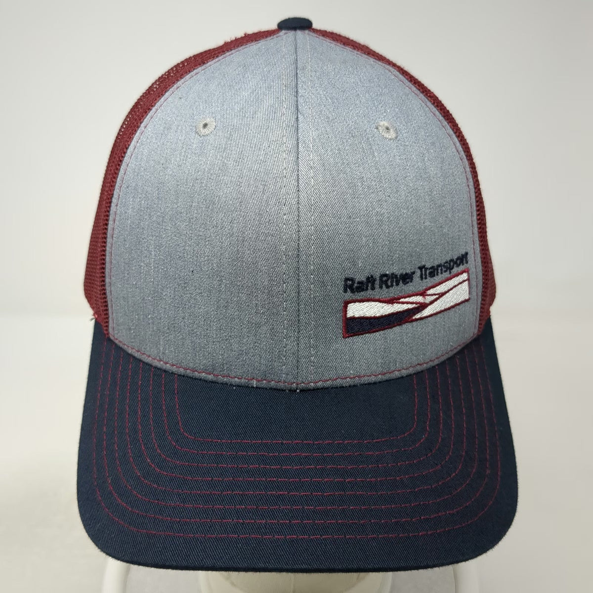 Richardson Trucker Hat Gray Blue Red One Size Raft River Transport Mesh Snapback