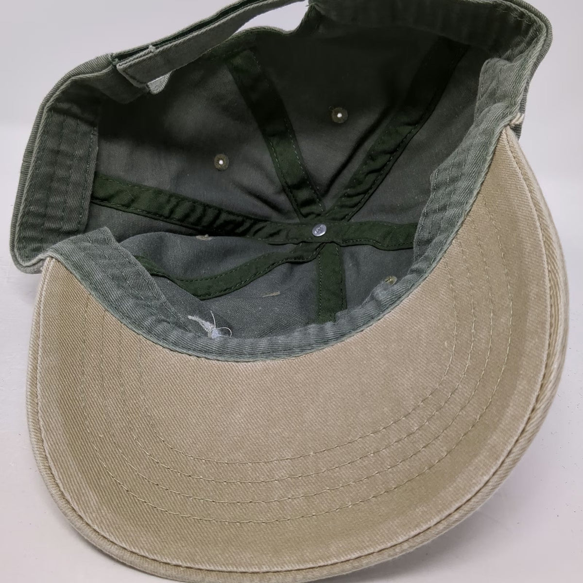 DKPS Baseball Cap Green Beige One Size La Troza Embroidered Strapback Hat Cotton