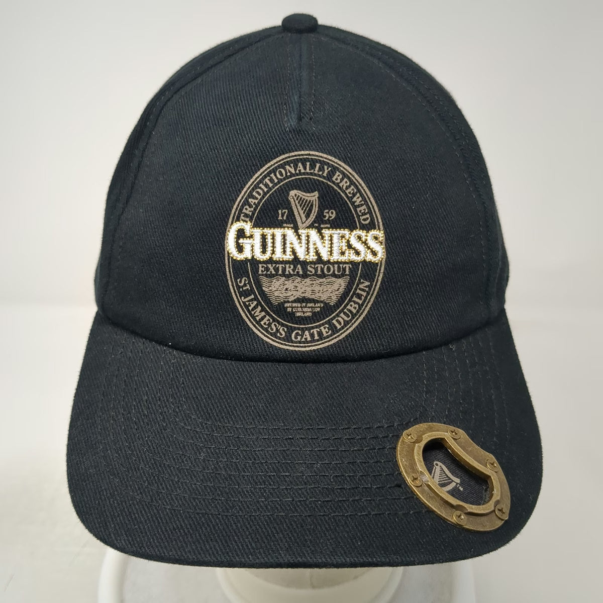 Guinness 5 Panel Black One Size Bottle Opener Brim Stout St James Gate Hat