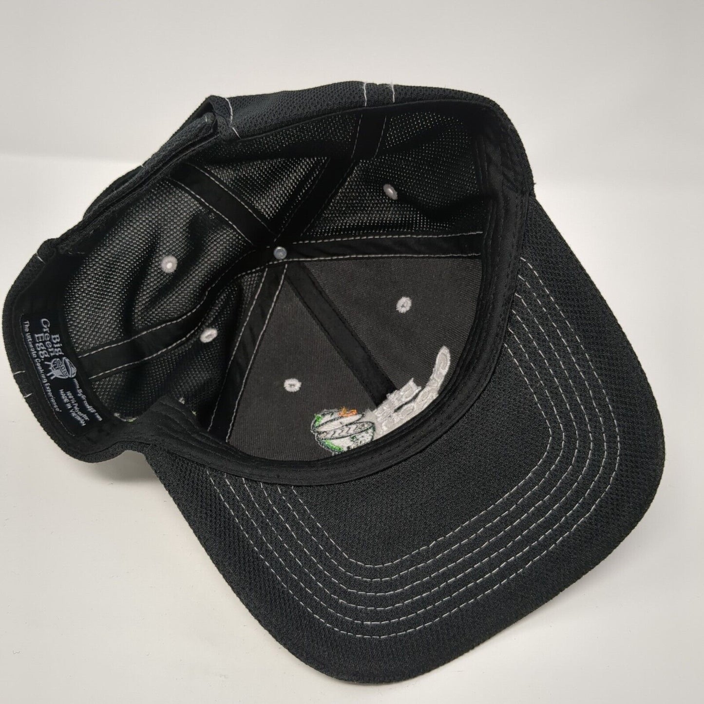 Big Green Egg Strapback Hat Black One Size Adjustable Embroidered Polyester