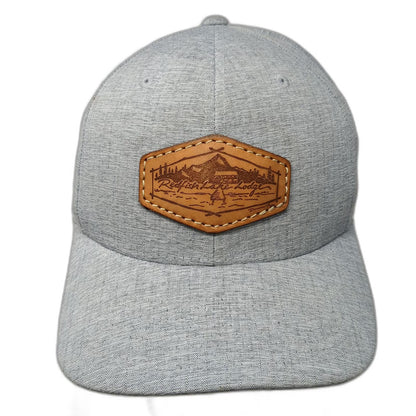 Yupoong Flexfit Baseball Cap Gray XL Leather Patch Heathered Stretch Hat