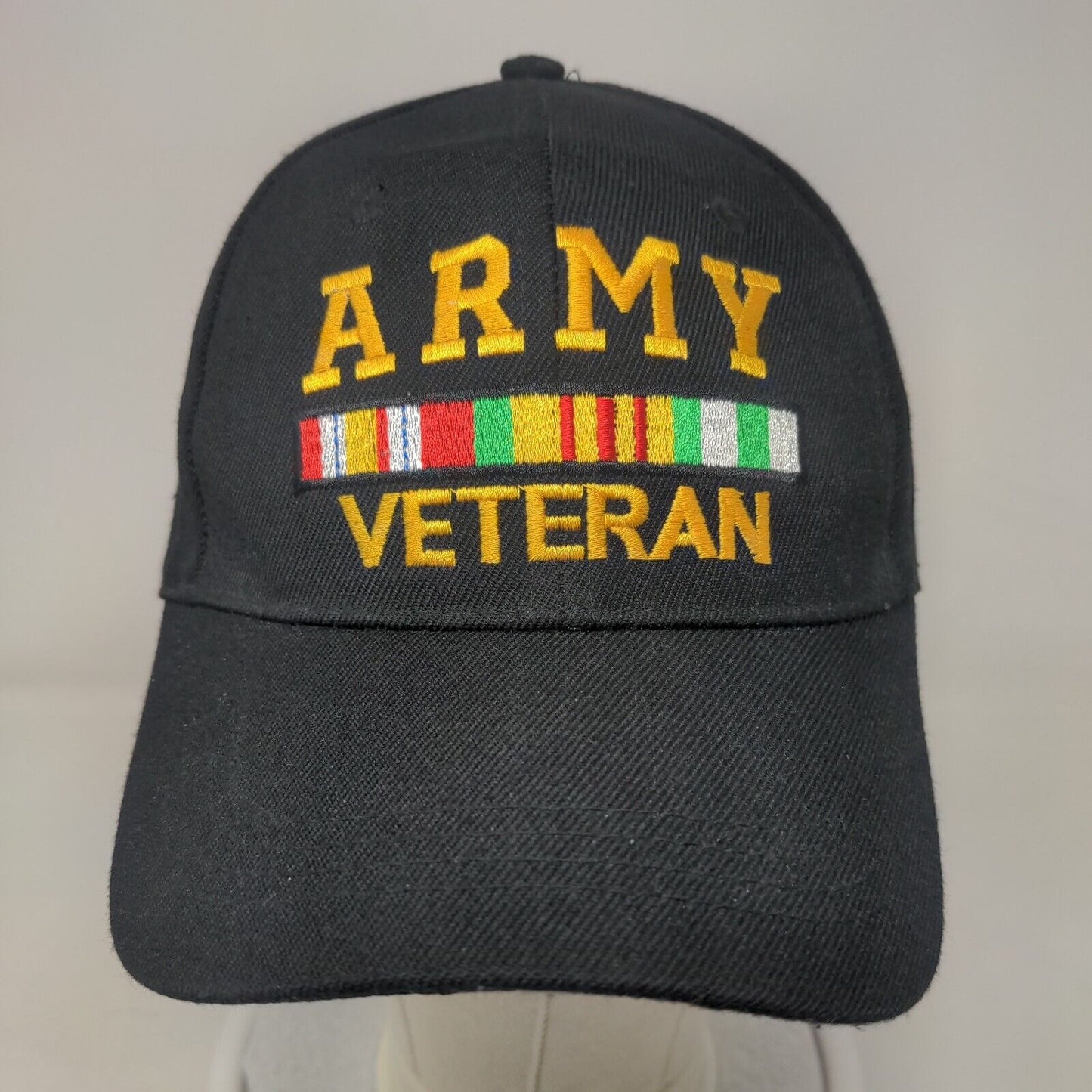 Army Veteran Strapback Hat Black 58cm Embroidered Adjustable Military