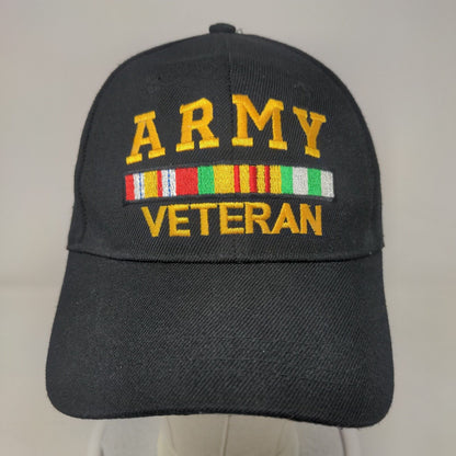 Army Veteran Strapback Hat Black 58cm Embroidered Adjustable Military