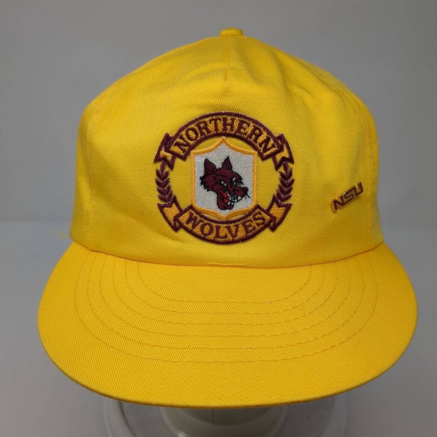 Northern Wolves NSU Snapback Hat Yellow One Size Adjustable Embroidered 6 Panel