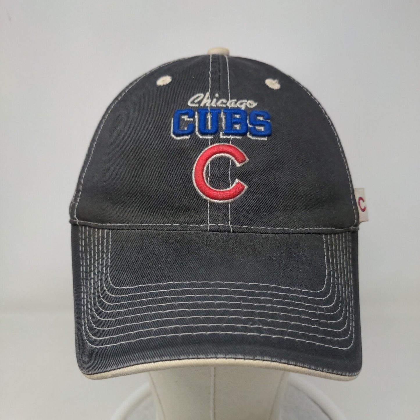 MLB Men's Slideback Hat Gray Size OSFA Embroidered Chicago Cubs Embroidered Logo