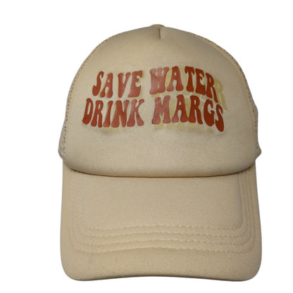 Save Water Drink Margs Snapback Trucker Hat Tan One Size Mesh Back