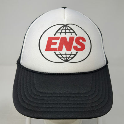 Otto Trucker Hat Black White One Size ENS Globe Logo Mesh Snapback Rope Hat