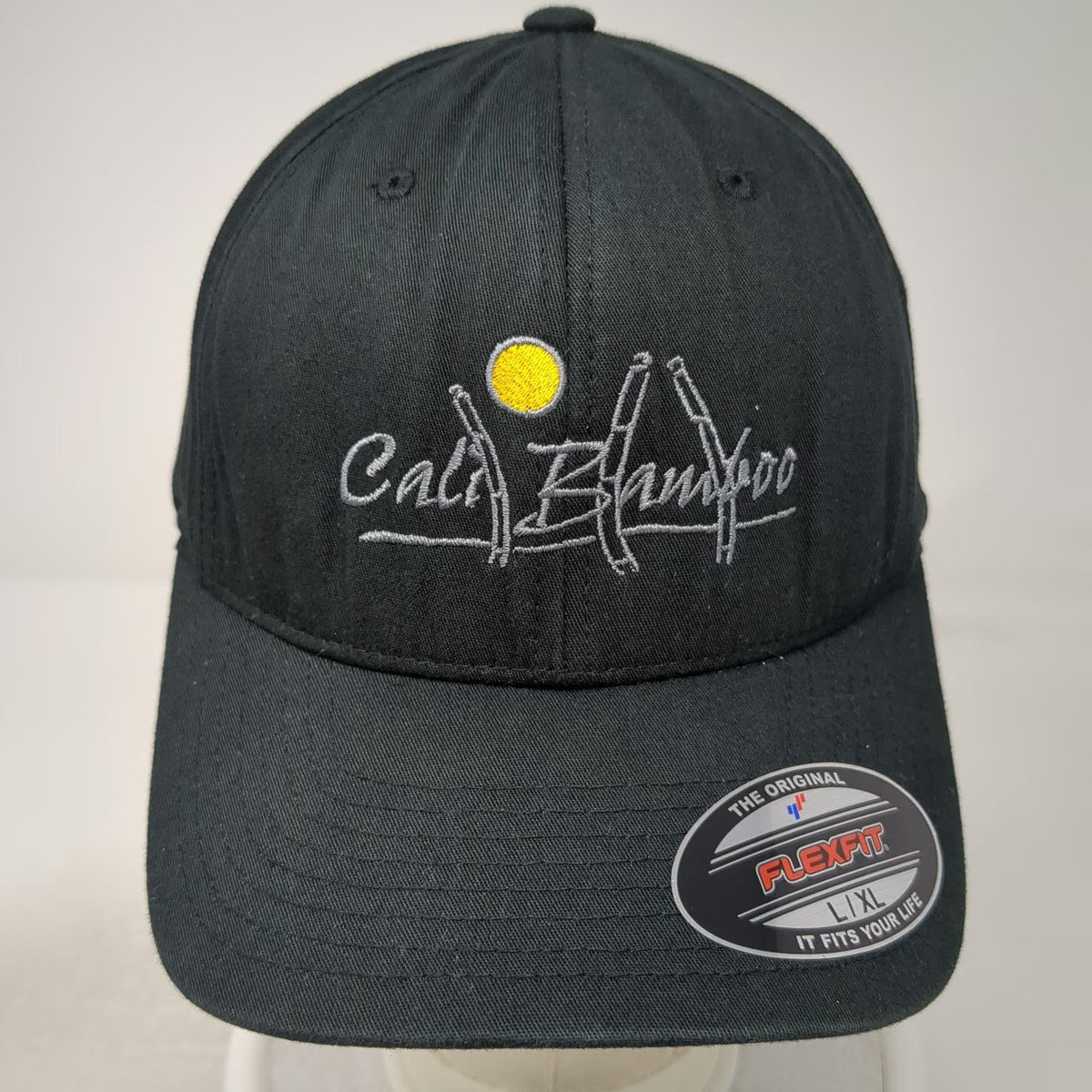 Flexfit Baseball Cap Black XL Cali Bamboo Hat Embroidered Logo Stretch Fit