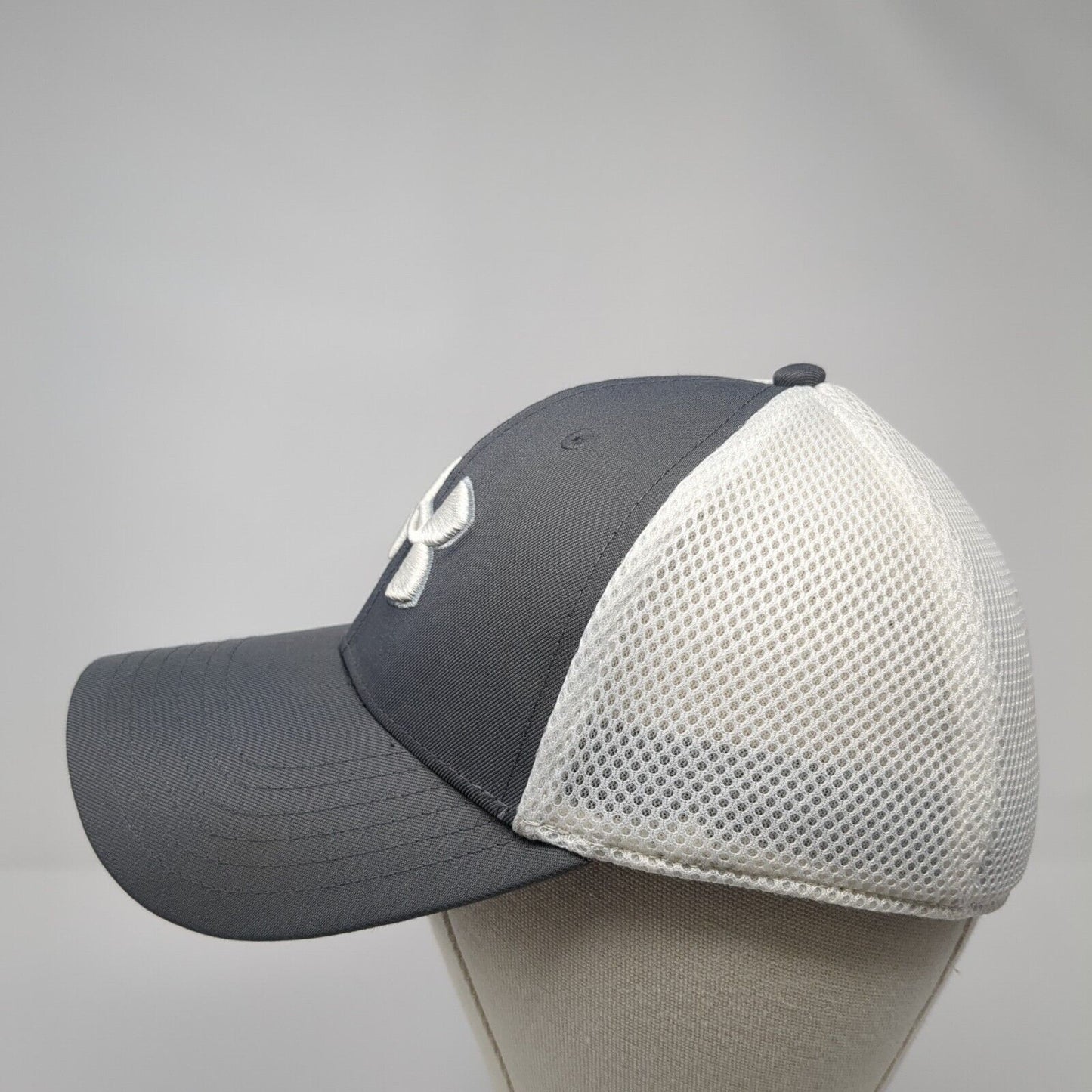 Under Armour Golf Fitted Mesh Back Hat Gray M/L Colorblock Embroidered
