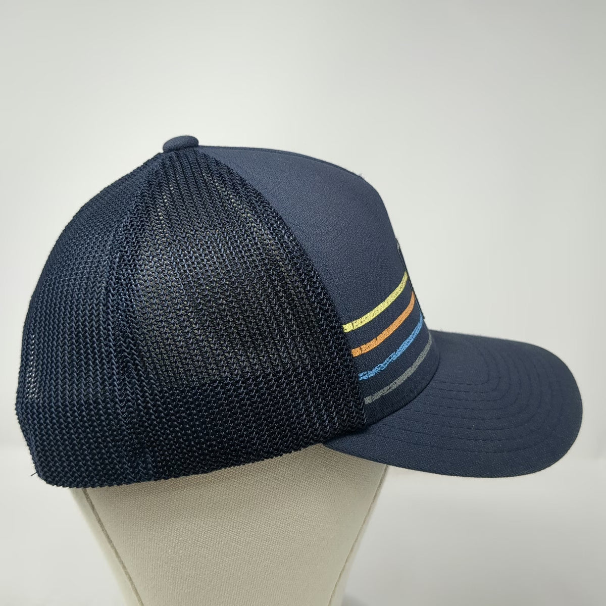 Travis Mathew Trucker Hat Blue One Size Snapback Mesh Horizontal Stripes Golf