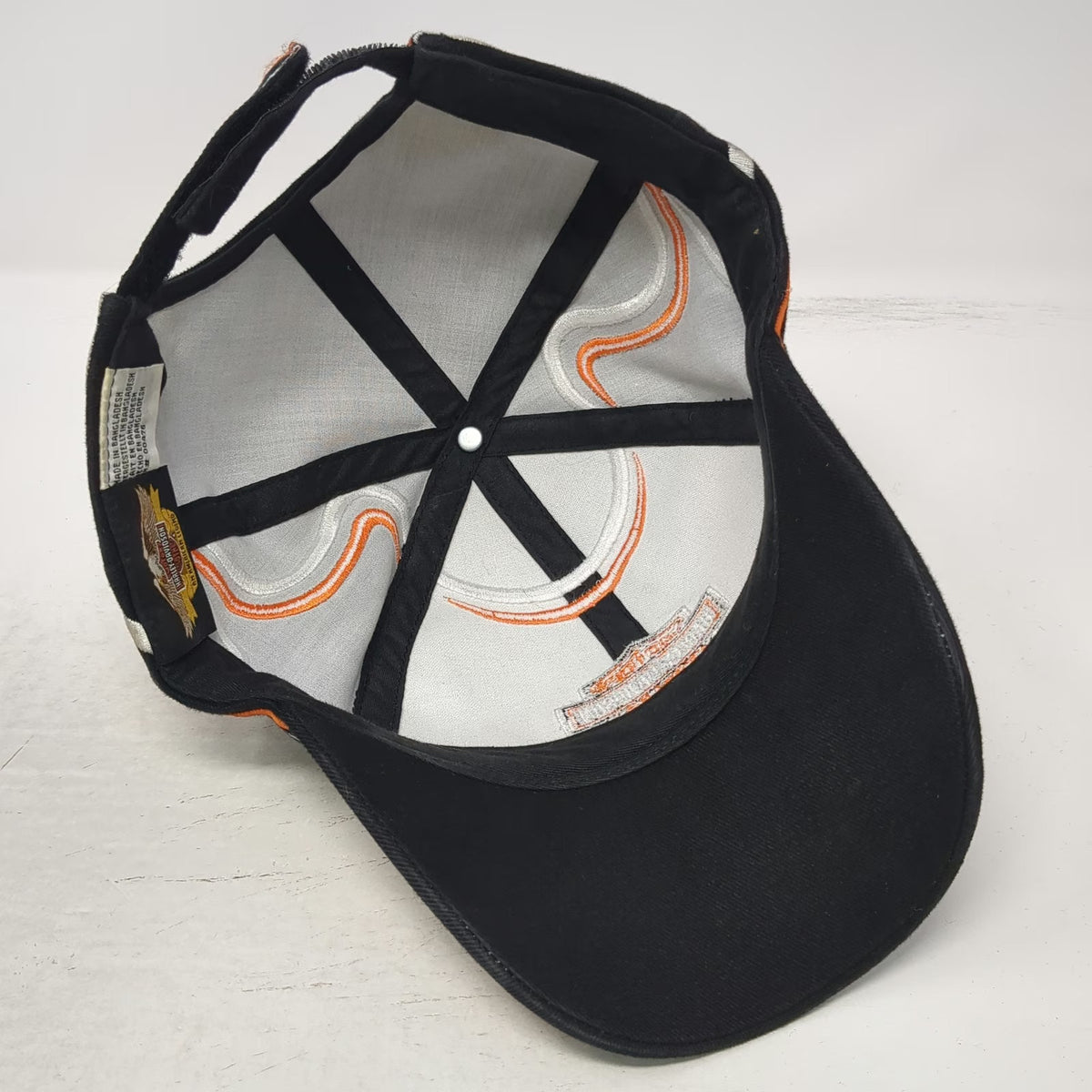 Harley-Davidson Baseball Cap Black OSFM Embroidered Logo Flames Strapback Hat