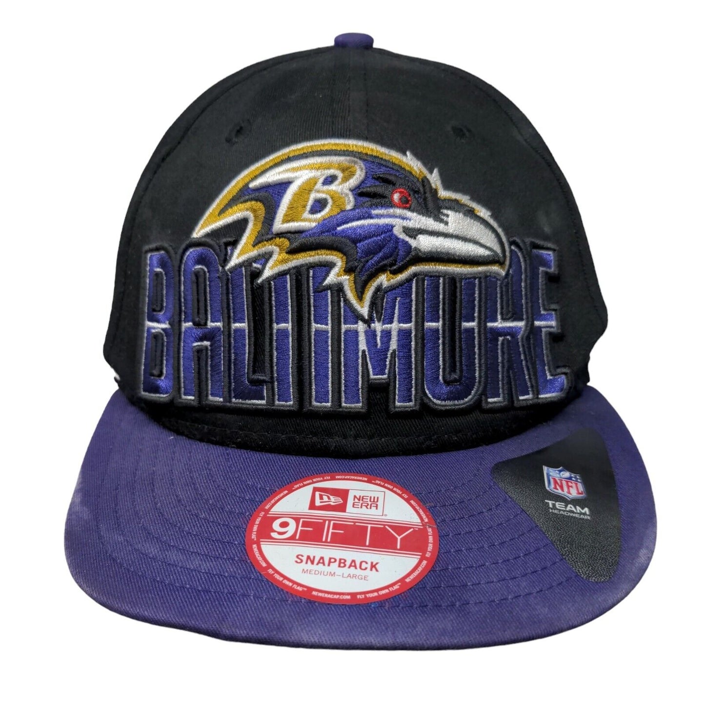 Baltimore Ravens Snapback Hat Black Purple Embroidered New Era 9Fifty Logo M/L