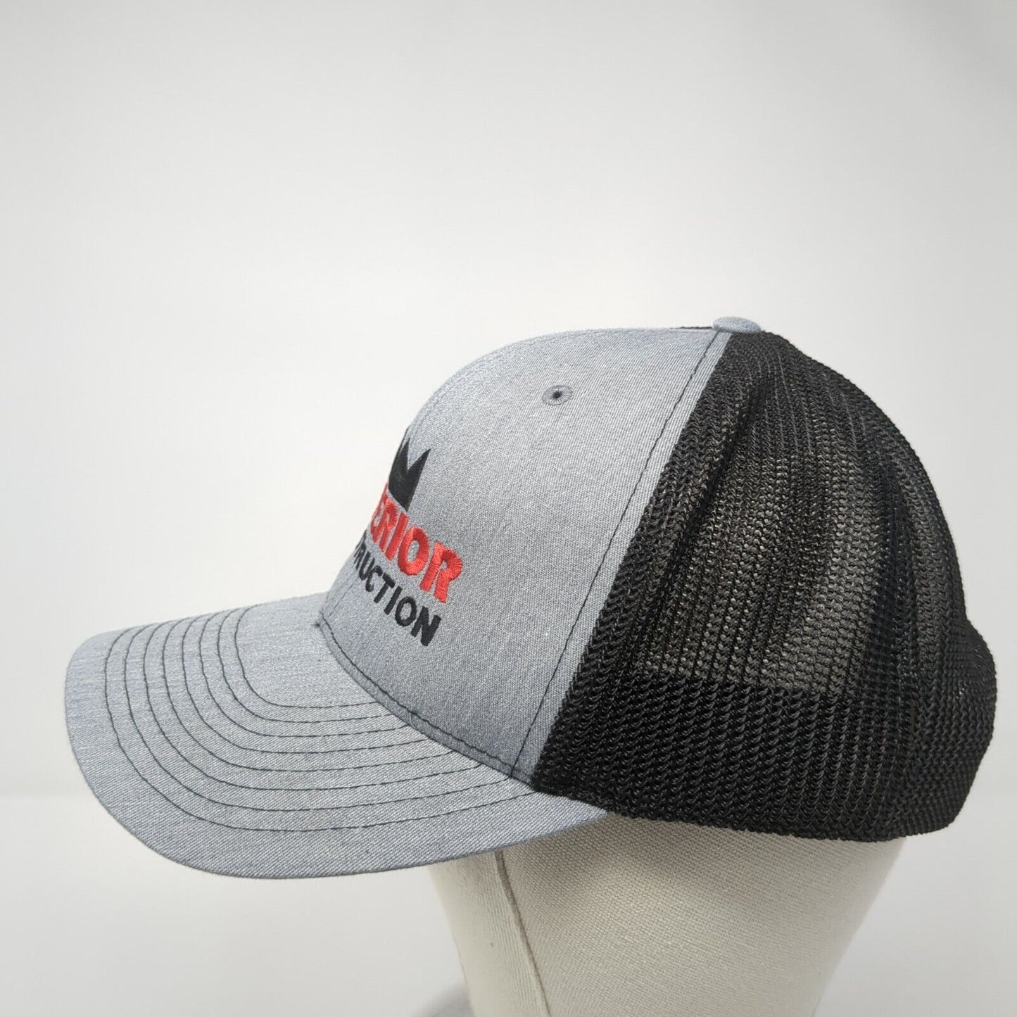 Superior Construction Snapback Trucker Hat Gray OS Adjustable Mesh Richardson