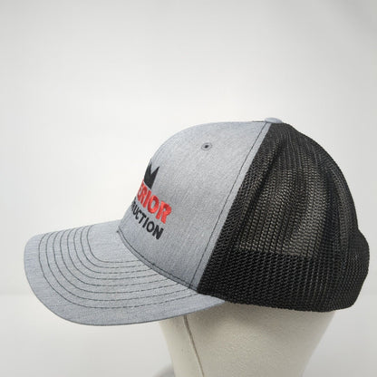 Superior Construction Snapback Trucker Hat Gray OS Adjustable Mesh Richardson