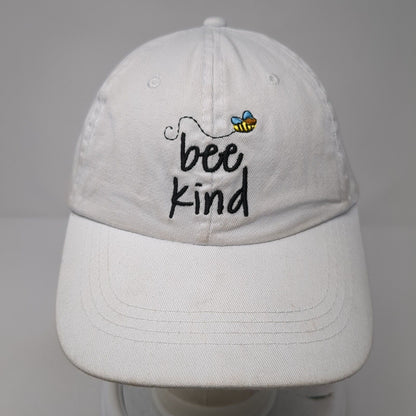 Bee Kind Slideback Hat White One Size Adjustable Embroidered 6 Panel