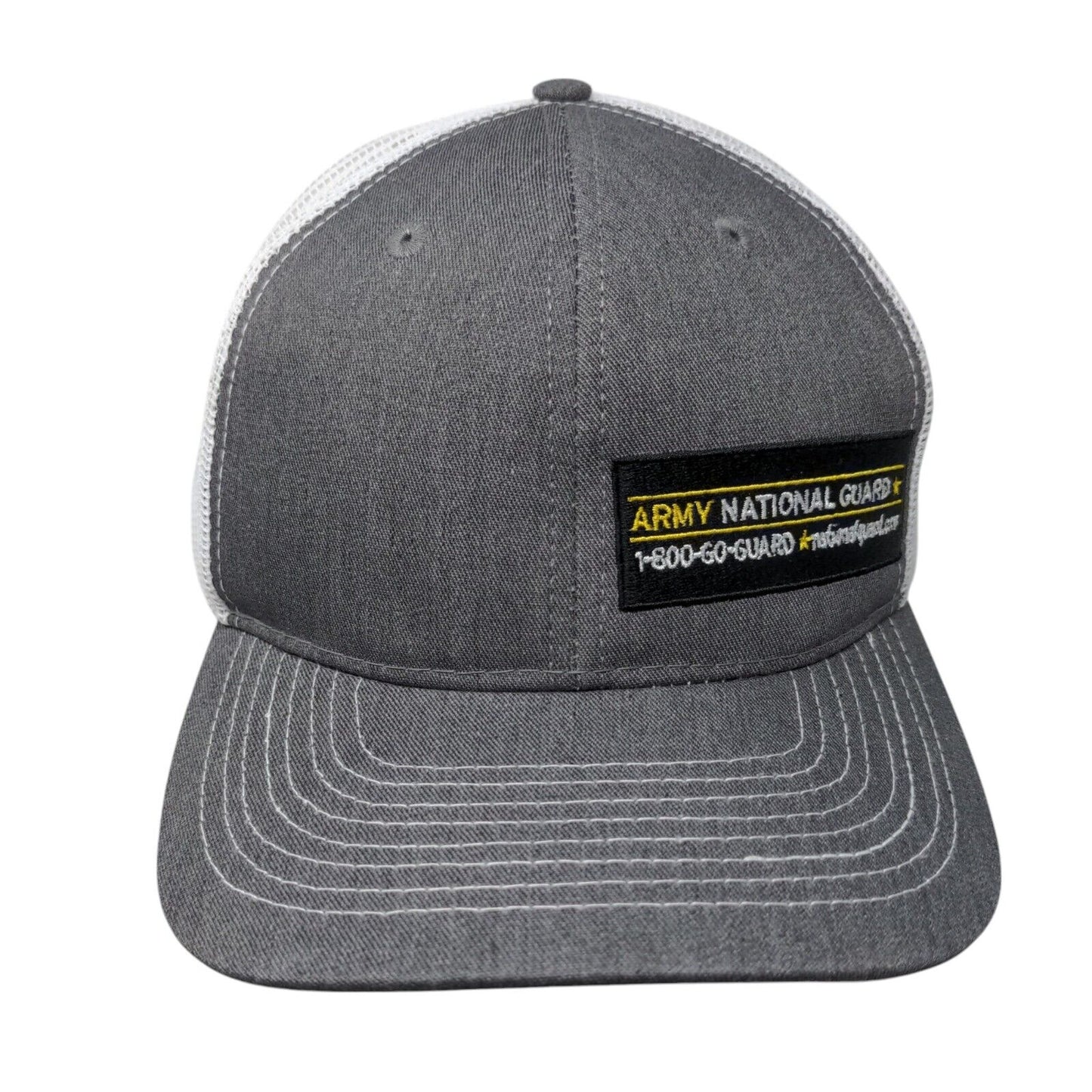 Army National Guard 1-800- Go-Guard Snapback Trucker Hat Gray OSFA Adjustable