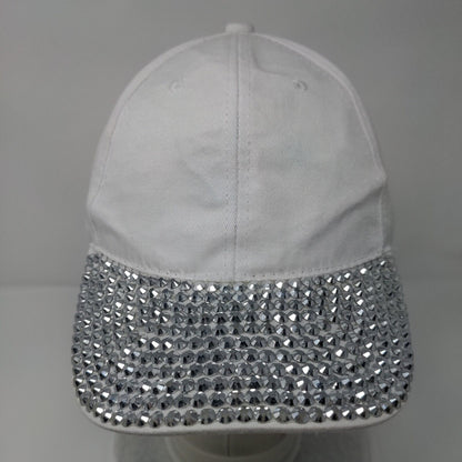 Something Special Strapback Hat White One Size Rhinestone Studded