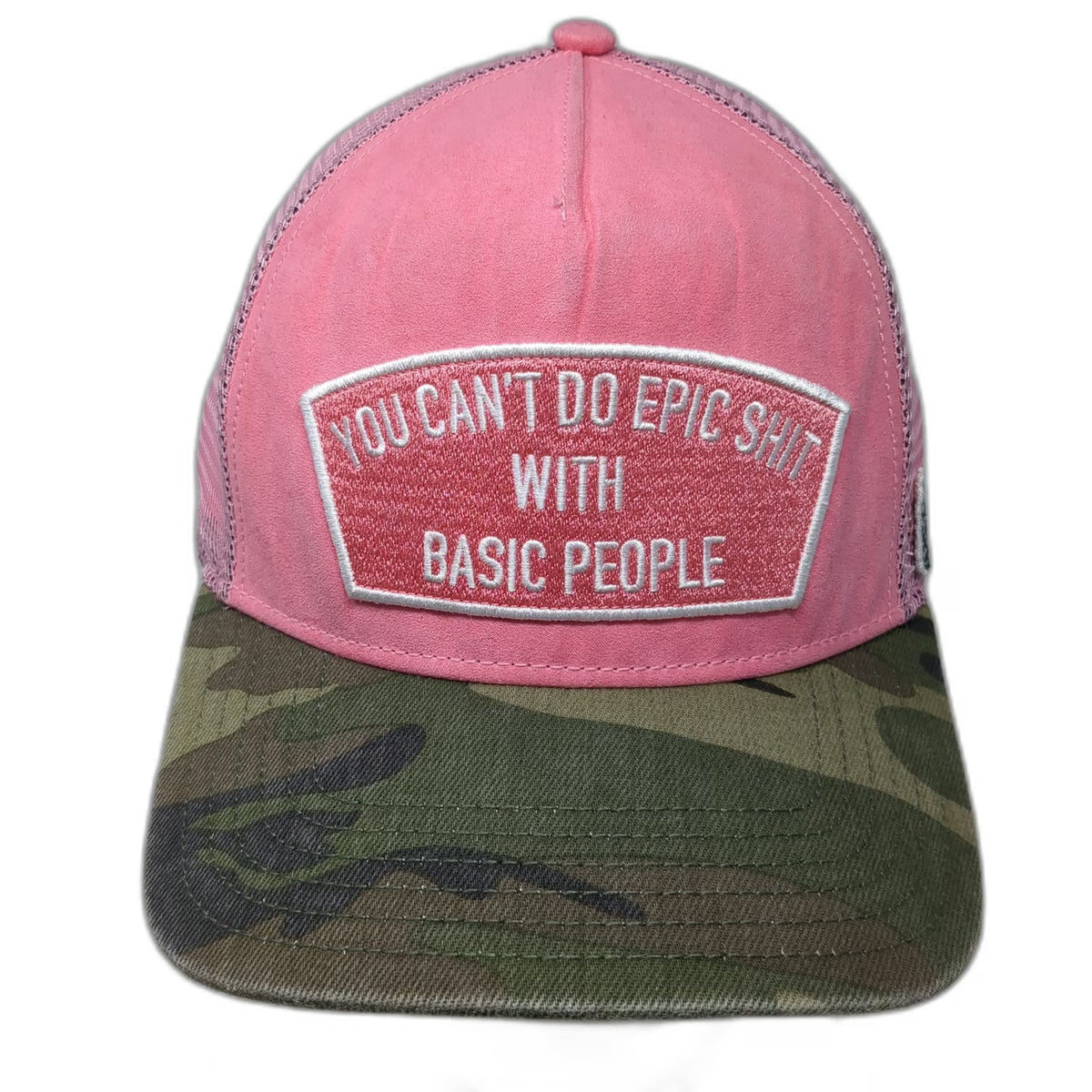 Cult of Individuality Pink Camo Trucker Hat One Size Slogan Patch Mesh Back