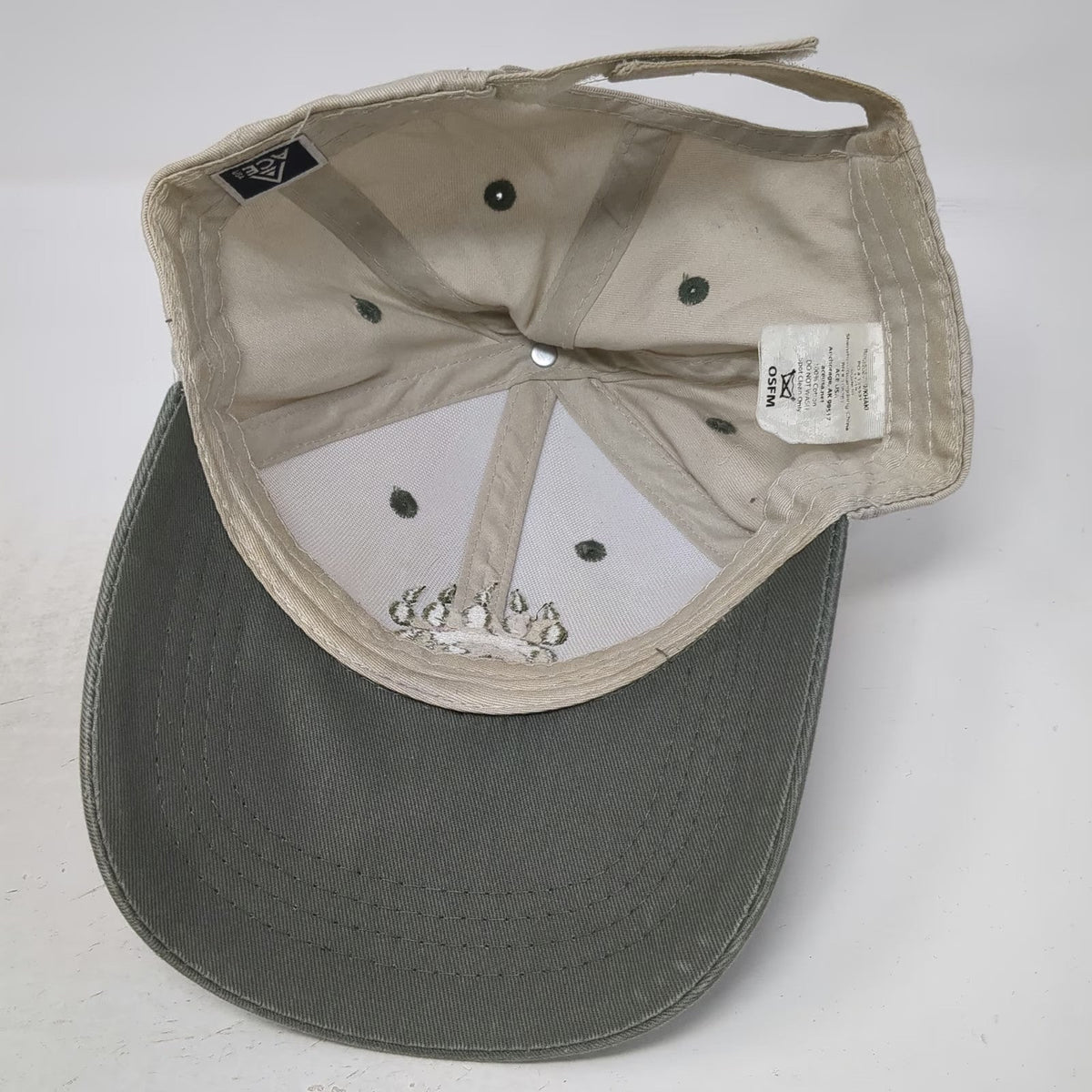 ACE USA Alaska Bear Paw Baseball Cap Hat Beige Green One Size Strapback Souvenir