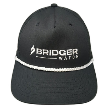 Richardson 5 Panel Hat Black One Size White Rope Snapback Bridger Watch Golf