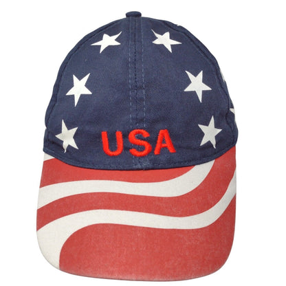 USA American Flag Strapback Hat Multi OSFA Adjustable Embroidered