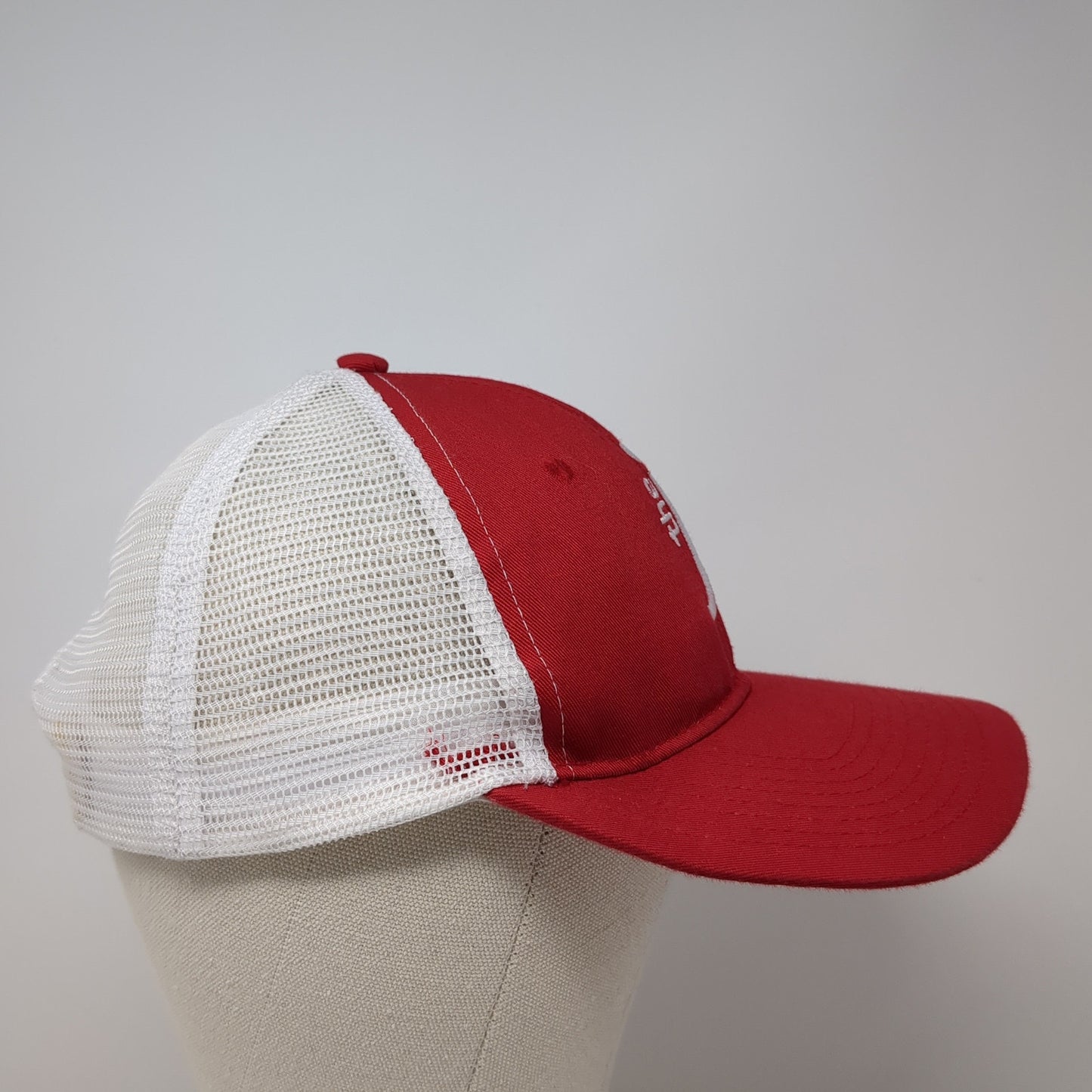 The J Snapback Trucker Hat Red One Size Mesh Back Embroidered Colorblock