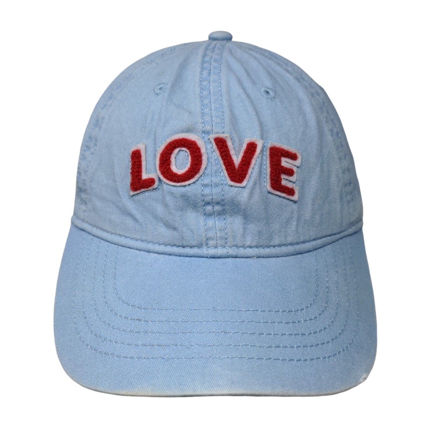 LOVE Slideback Hat Blue OSFM Adjustable Solid 6 Panel Vent Holes