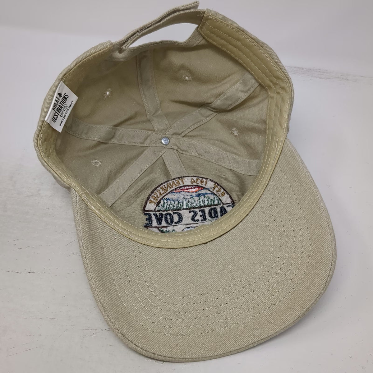 Great Destinations Apparel Baseball Cap Beige One Size Cades Cove Tennessee Hat