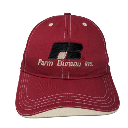 Farm Bureau Ins. Strapback Hat Red OSFA Embroidered Solid Richardson