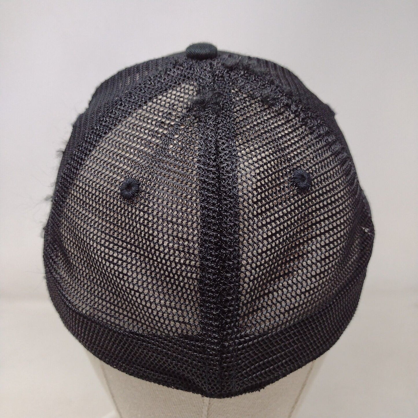CapEd Fitted Mesh Back Trucker Hat Black L/XL Embroidered Solid