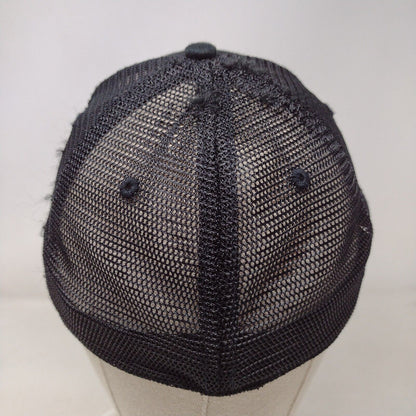 CapEd Fitted Mesh Back Trucker Hat Black L/XL Embroidered Solid
