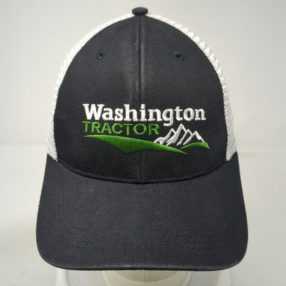 Washington Tractor Trucker Hat Black One Size Snapback Mesh Mountain Logo Cap