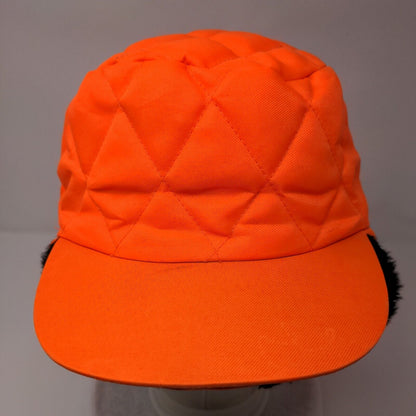 Unbranded Quilted Trapper Hat Orange XL Faux Fur Lined Ear Flap