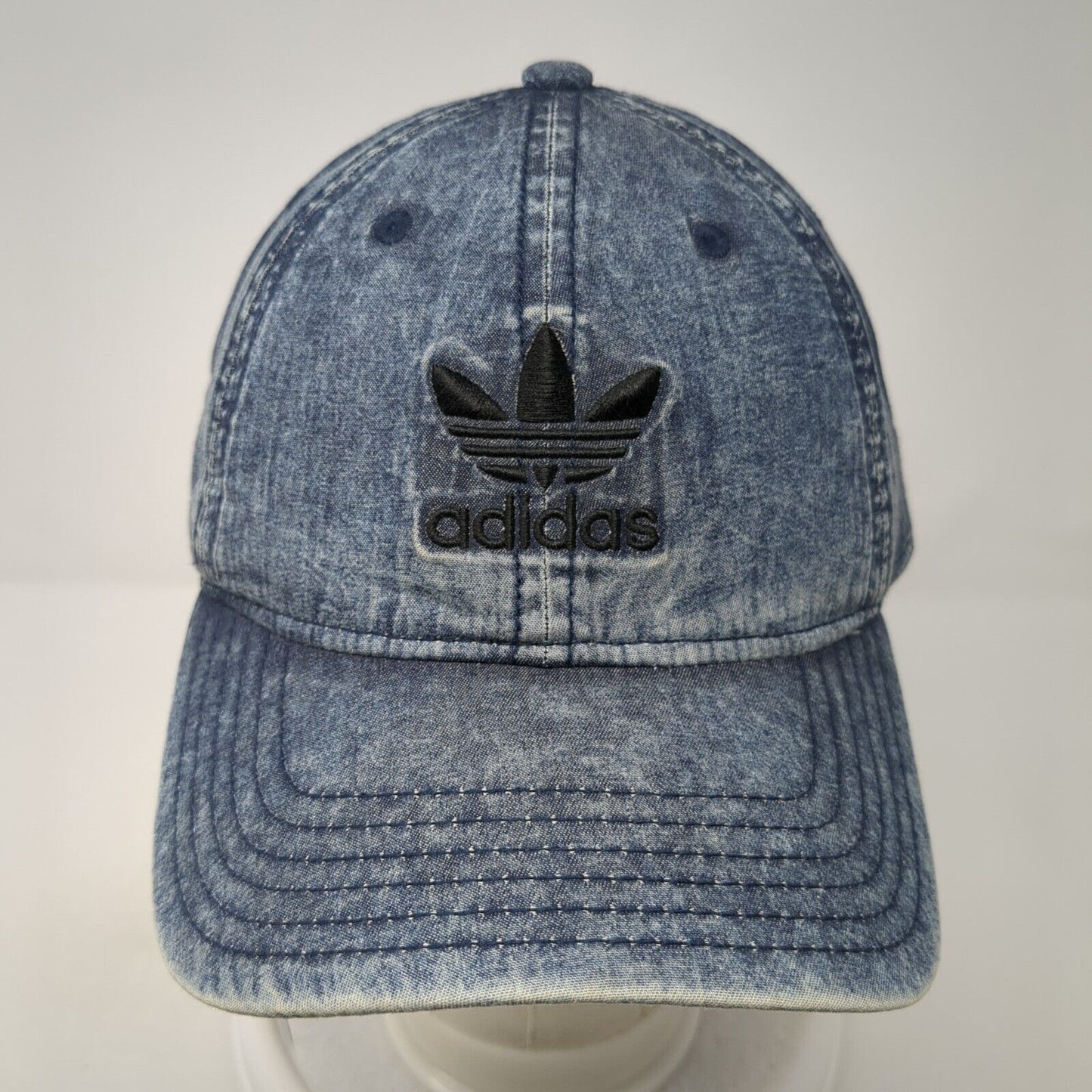 Adidas Trefoil Slideback Hat Blue One Size Adjustable Embroidered Denim