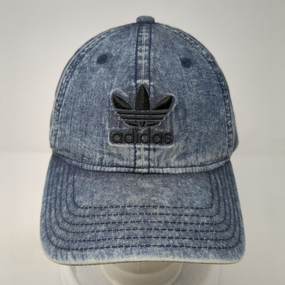 Adidas Trefoil Slideback Hat Blue One Size Adjustable Embroidered Denim