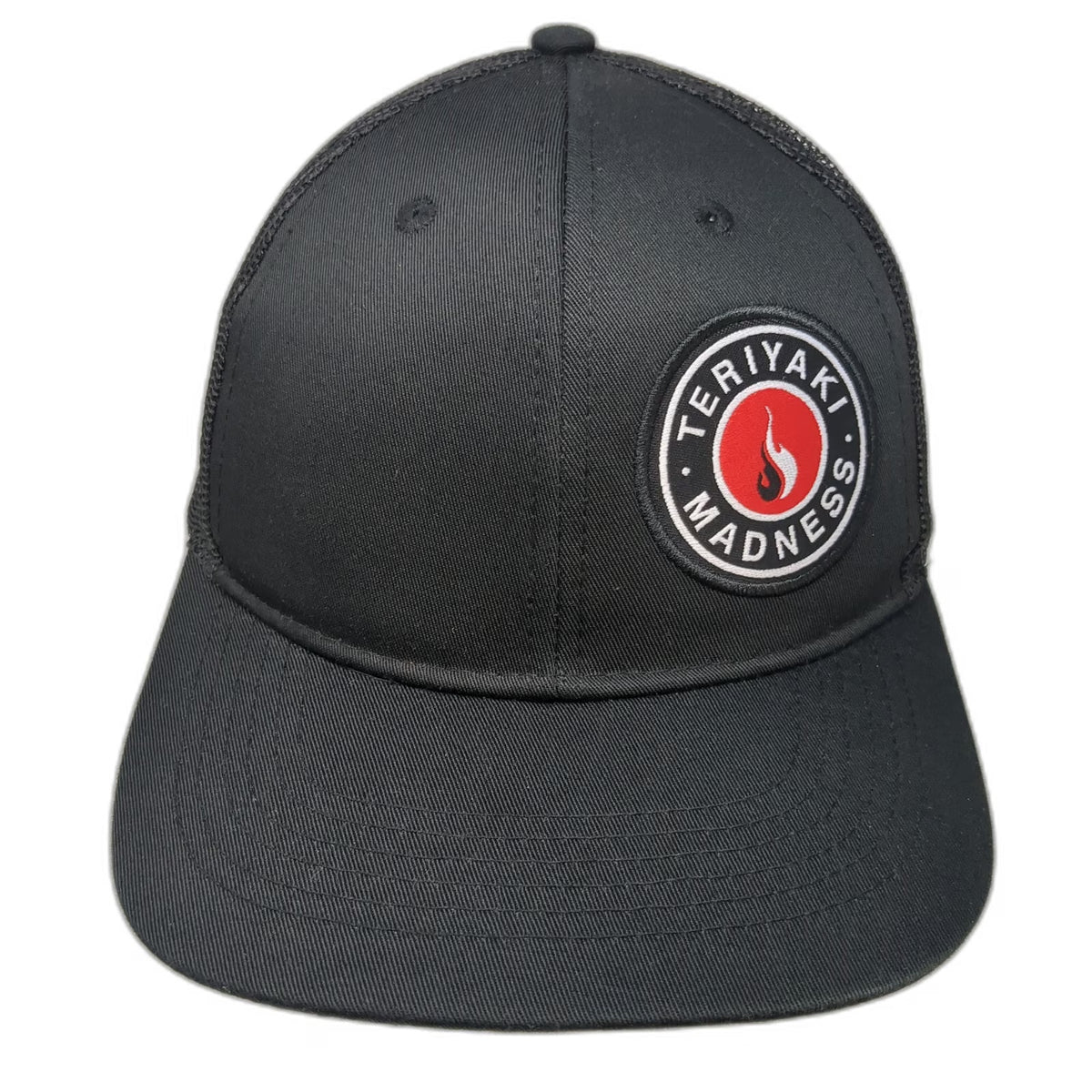 Trucker Hat Black One Size Teriyaki Madness Logo Patch Mesh Back Snapback