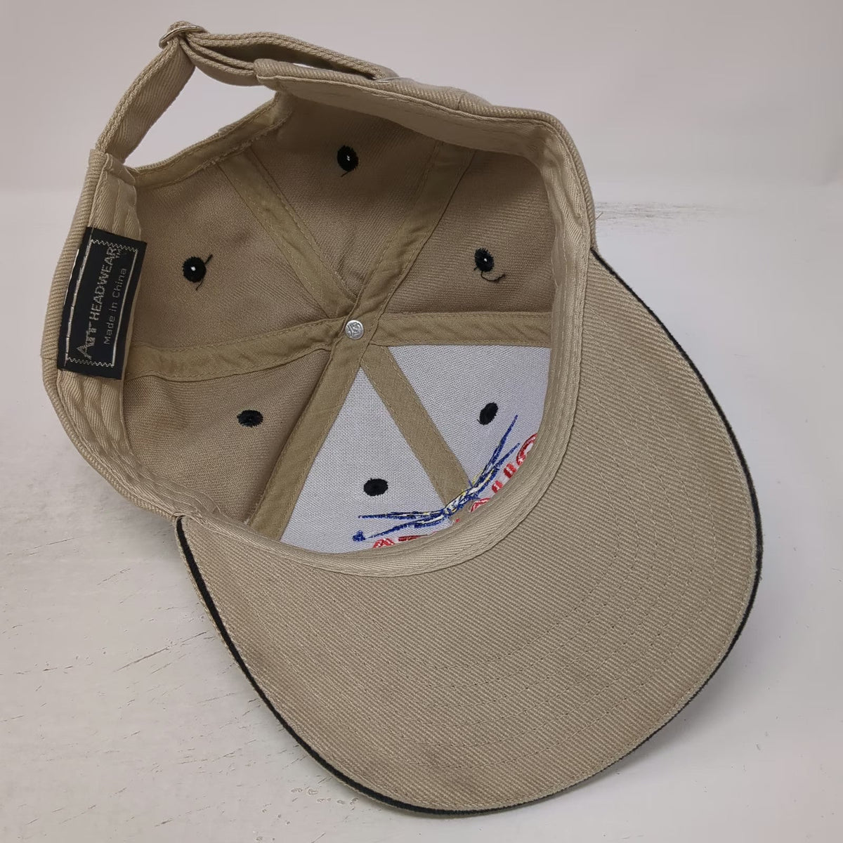 Art Headwear Baseball Cap Beige Red Blue Yellow OSFM Embroidered Hat Slideback