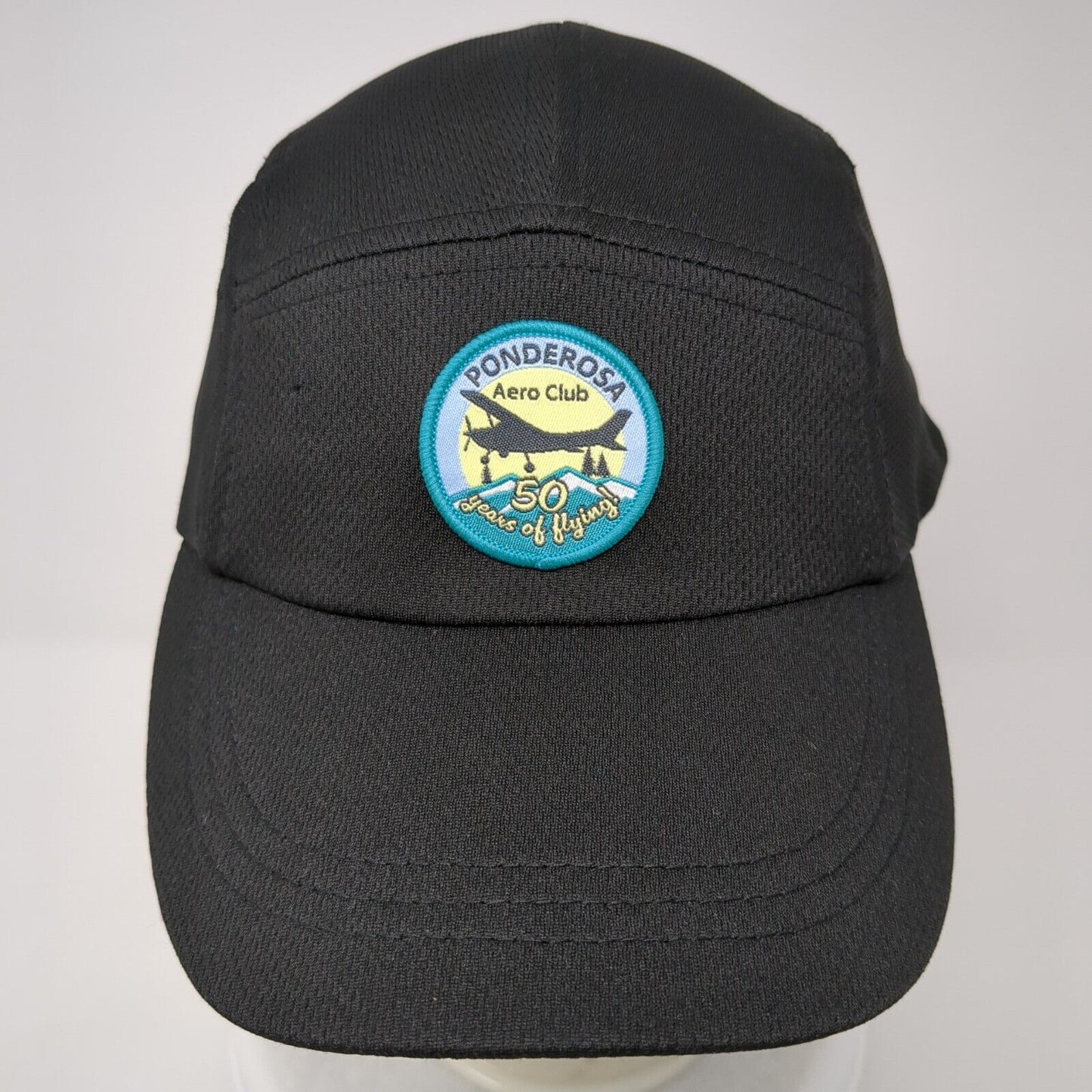 Ponderosa Aero Club Patch Strapback 5 Panel Hat Black One Size Ogio